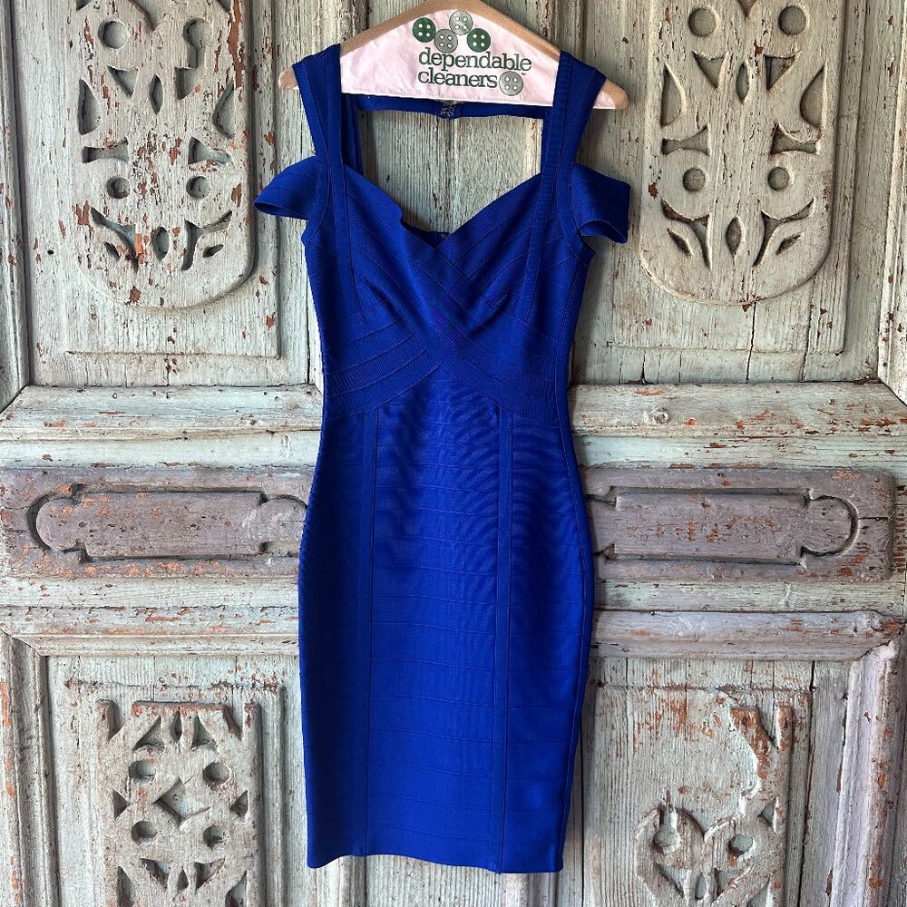 Blue Bandage Bodycon Dress - Size Small